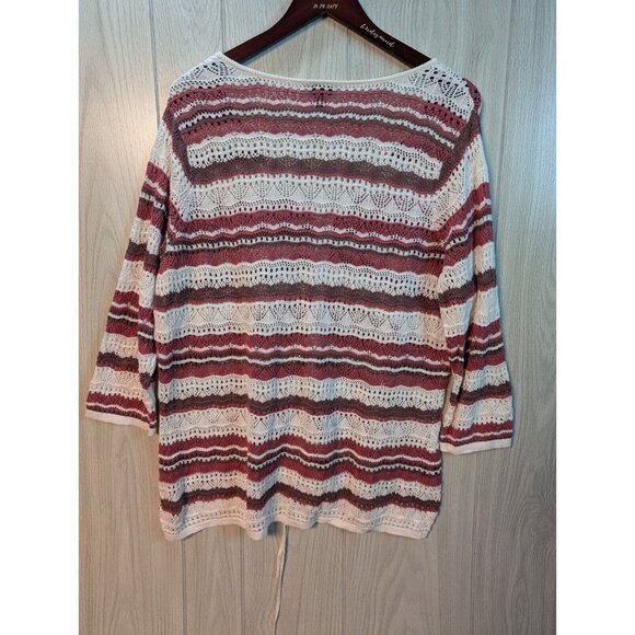 Torrid 2 Open Knit Cinched Front Sweater 3/4 Sleeves 2X Pink - Picture 4 of 7